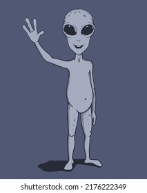 Alien welcomes us. Vector illustration