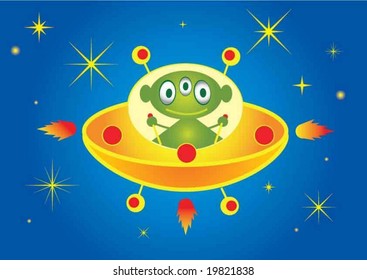 Alien whit spaceship