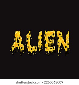 letra de texto de palabra alienígena del pastel de galleta donut cera de aceite nug vector
