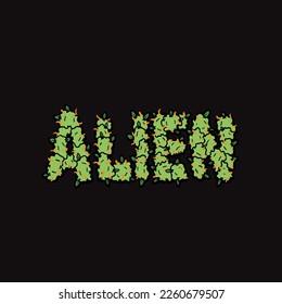 letra de texto de palabra alienígena del pastel de galleta donut cera de aceite nug vector