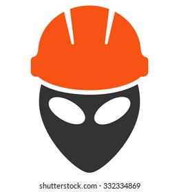 Alien Worker vector icon. Style is flat bicolor orange and gray symbol, rounded angles, white background.