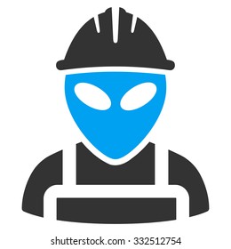 Alien Worker vector icon. Style is flat symbol, rounded angles, white background.