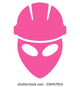 Alien Worker vector icon. Style is flat pink symbol, rounded angles, white background.