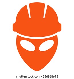 Alien Worker vector icon. Style is flat orange symbol, rounded angles, white background.