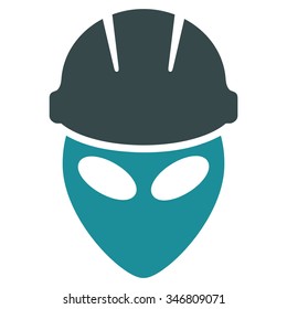 Alien Worker vector icon. Style is flat bicolor soft blue symbol, rounded angles, white background.