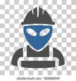 Alien Worker vector pictograph. Illustration style is flat iconic bicolor cobalt and gray symbol on a transparent background.