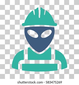 Alien Worker vector pictograph. Illustration style is flat iconic bicolor cobalt and cyan symbol on a transparent background.