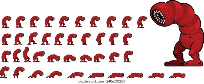 Alien Worm Monster Animated Character Sprite