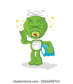 the alien yawn character. cartoon mascot vector