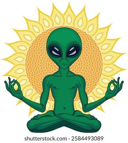 Alien Yoga Pose Fitness Spirituality Vector