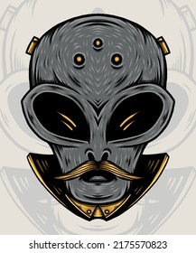 Alien Zombie Illustration. Premium vector