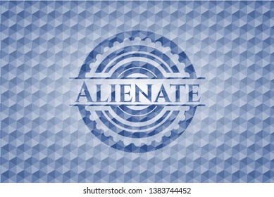 Alienate blue emblem or badge with geometric pattern background. Vector Illustration. Detailed.