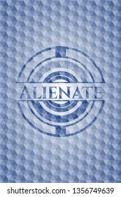Alienate blue emblem with geometric background.