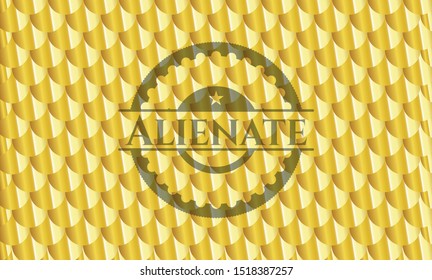 Alienate gold emblem. Scales pattern. Vector Illustration. Detailed.