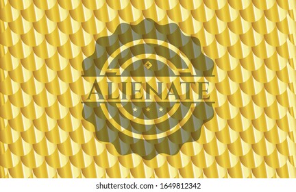 Empujar emblema de oro. Patrón de escalas. Ilustración vectorial. Detallado.
