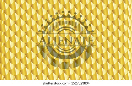 Alienate golden badge or emblem. Scales pattern. Vector Illustration. Detailed.