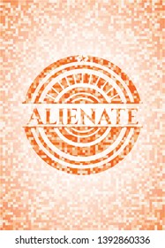Alienate orange mosaic emblem with background