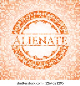 Alienate orange tile background illustration. Square geometric mosaic seamless pattern with emblem inside.