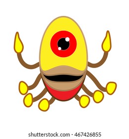 Alien-like worms, crabs, squid, Vector design elements.