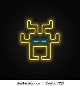 Aliens, arcade, retro neon icon. Blue and yellow neon vector icon.