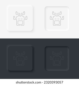 Aliens arcade retro. Neumorphic style button line icon