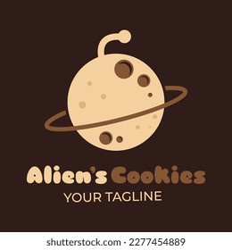 Alien's Cookies. Shape combinantion of cookies, planet and alien antenna. Suitable for snack logo inspiration, etc.