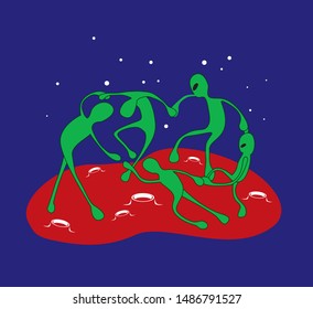 Aliens dancing on red planet