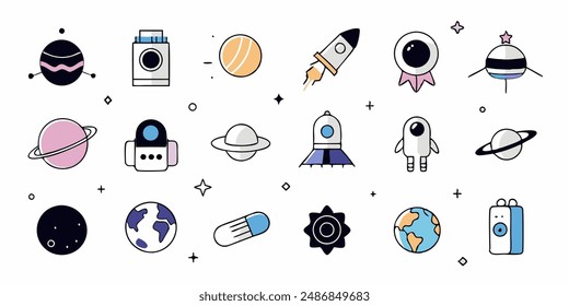 Aliens emblems vintage colorful set of different Martians in trendy youth style green humanoids with peace victory gesture vector illustration.