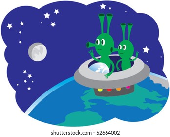 Aliens are flying over the Earth in space