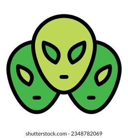 Aliens group icon outline vector. Comic game. Cute ufo color flat