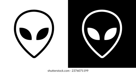 Aliens head. Alien black face illustration. Martian head vector icon.