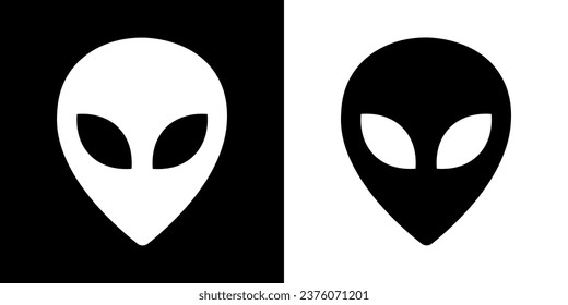 Aliens head. Alien black face illustration. Martian head vector icon.