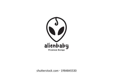aliens head lines baby logo symbol vector icon illustration graphic design