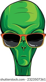 Aliens Head Sun Glasses Colorful. Vector art illustration