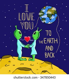 Alien's love. Valentine's day greeting card