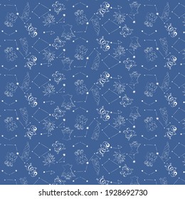 extraterrestres con un fondo azul.  diseño textil.  un patrón interminable.  fondo de pantalla