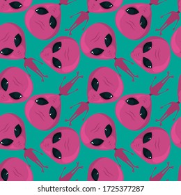 Aliens pattern, illustration, vector on white background