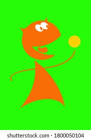 Aliens play bowling too. Funny alien with a bowling ball. Vector image for logo or illustration.
