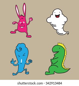 Aliens rabbit cloud cartoon drawing