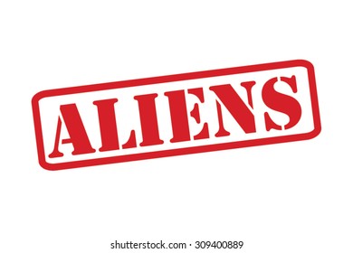 ALIENS red Rubber Stamp vector over a white background.