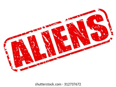 ALIENS red stamp text on white