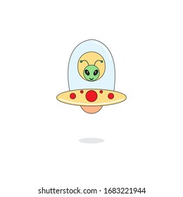 aliens ride ufo vector design illustration.