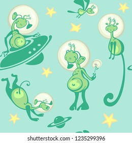 Aliens. Seamless pattern