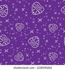 Aliens seamless pattern on purple