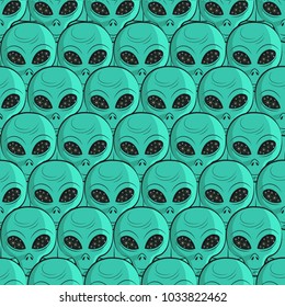 Aliens seamless pattern. Vector background.