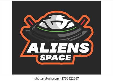Aliens Space E Sport Logo Vector Illustration