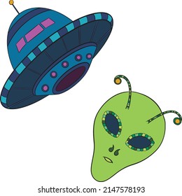 Aliens and space. Vector illustration is suitable for all space