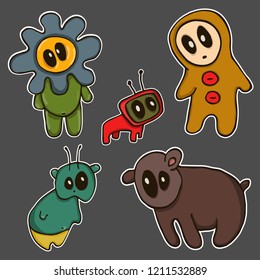 Aliens Stickers. For kids. UFO