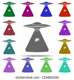 aliens take home icon. Elements of Space in multi color style icons. Simple icon for websites, web design, mobile app, info graphics