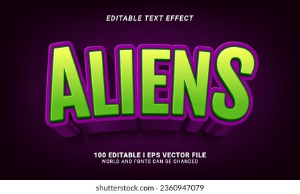 ilustración de vector de efecto de texto para aliens